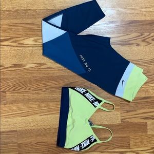 Electric blue and lime green Nike set